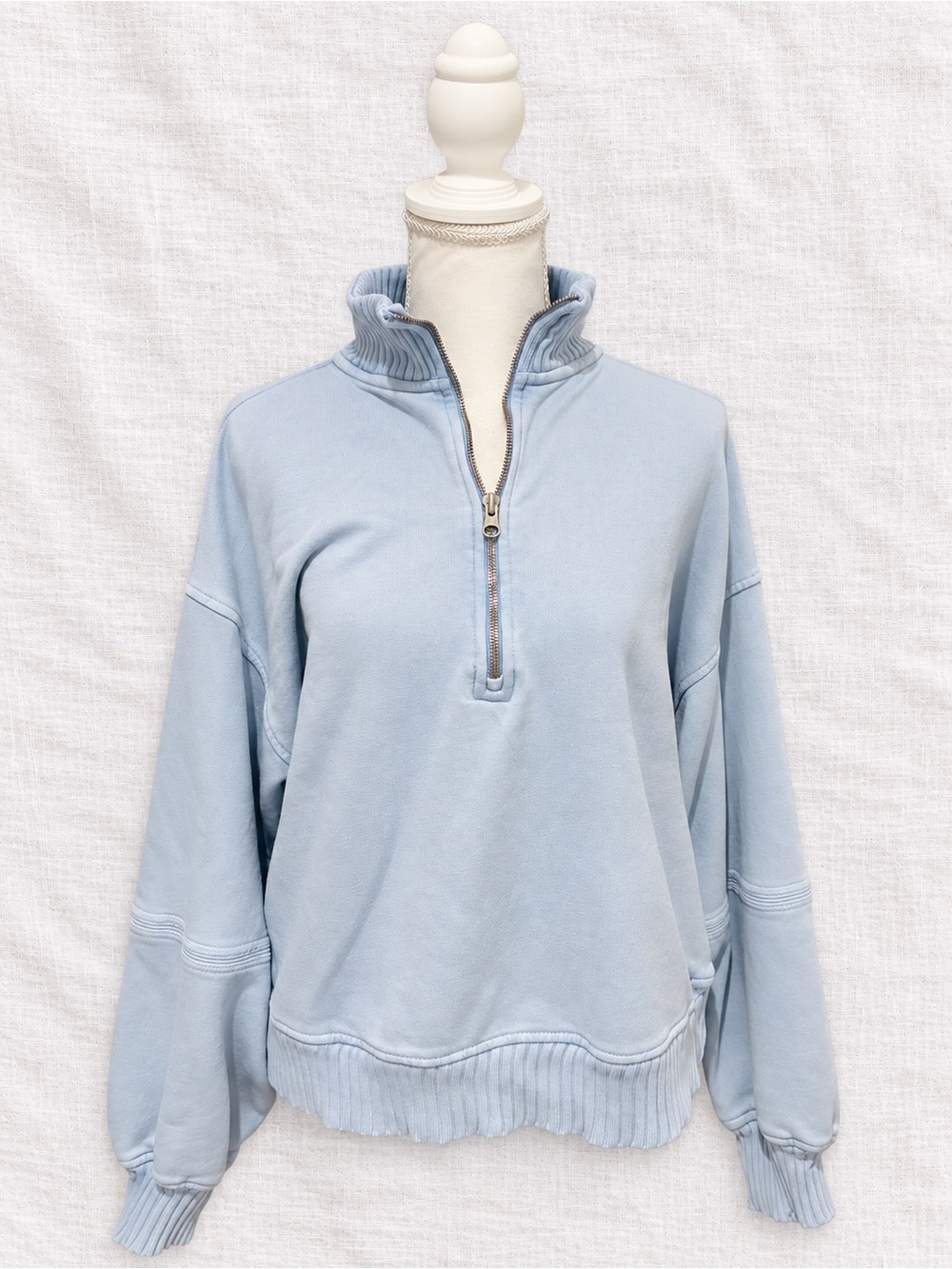 Aerie Women’s Light Blue Oversized Quarter Zip Sweatshirt Size XS